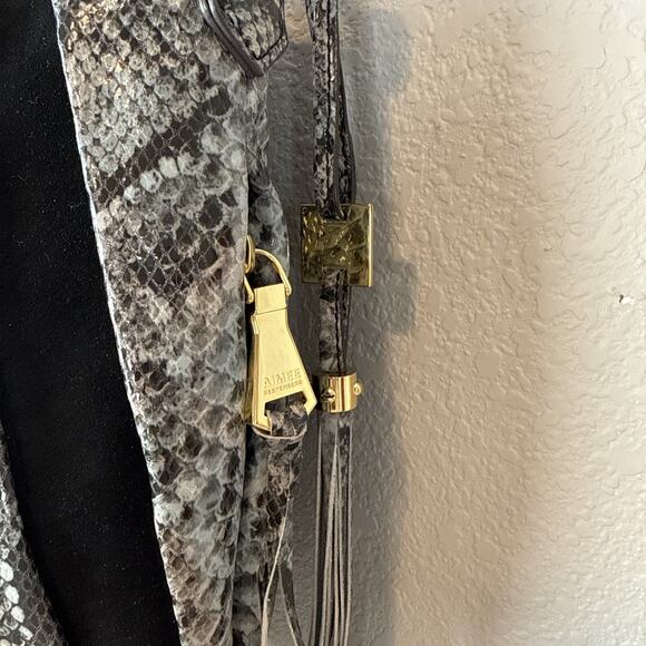 Aimee Kestenberg Tuscany Hobo Purse Shoulder Bag Suede Animal Print Leather - Picture 2 of 10